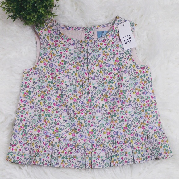 NWT Baby Gap Colorful Floral Peplum Print Tank Top - Picture 2 of 8